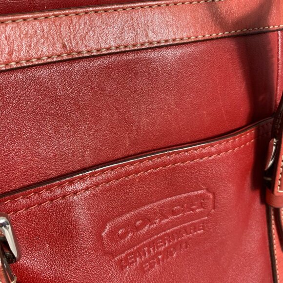 COACH Classic RED Leather Gallery East West Tote F12525 Satchel w/ Hang Tag Fob - Picture 2 of 16